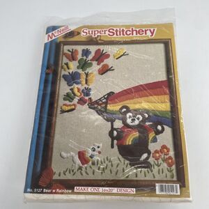 Suzanne McNeill Super Stitchery BEAR WITH RAINBOW Crewel Embroidery Kit 5127 NEW
